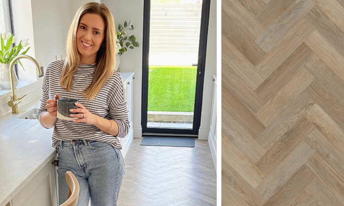  Jamie-Rose Rigby kitchen renovation using Karndean Hayfield Oak wood flooring laid in herringbone