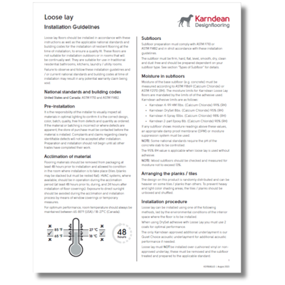 Karndean loose lay products installation guide