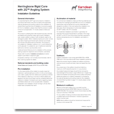 Karndean 2G herringbone rigid core products installation guide