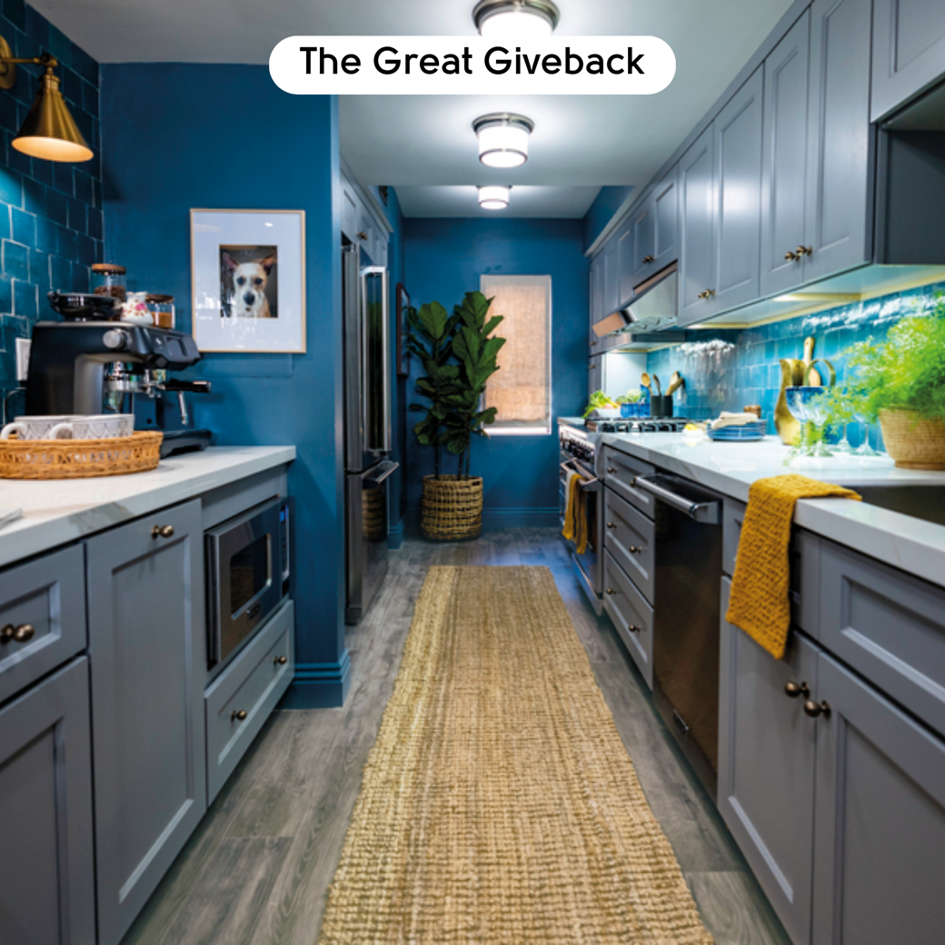 Grey Oiled oak RCP6541 floors in a kitchen on The Great Giveback With Melissa McCarthy and Jenna Perusich