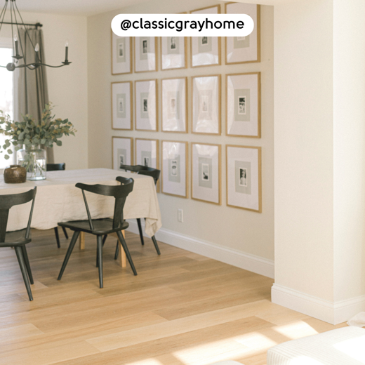 Warm Ash RKP8103 floors in a dining room; photo credit: @classicgrayhome