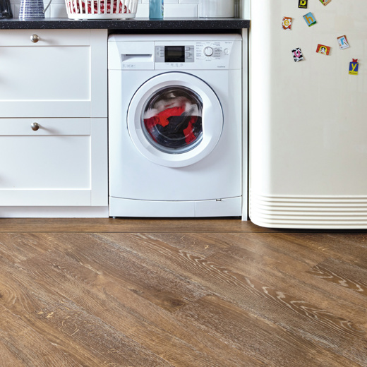 Utility room with Van Gogh gluedown VGW93T floors with DS06-10 design strip border